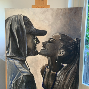 Acrylschilderij van Mac Miller & Ariana Grande