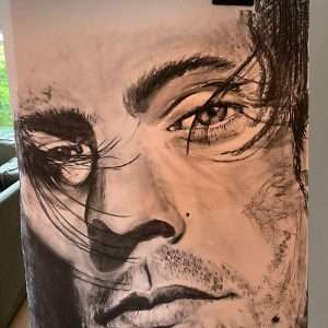 Harry Styles - Houtskool portret op handgeschept papier door Carolien van Oijen in progress)