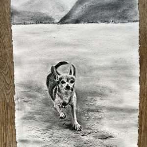 Een houtskool tekening op handgeschept papier